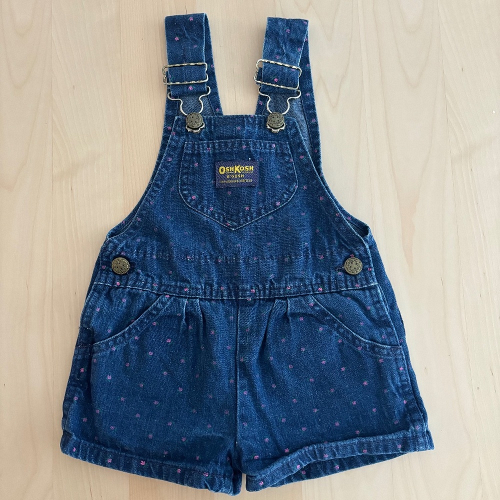 Vintage oshkosh shortall pink tulip pattern 3T made in USA